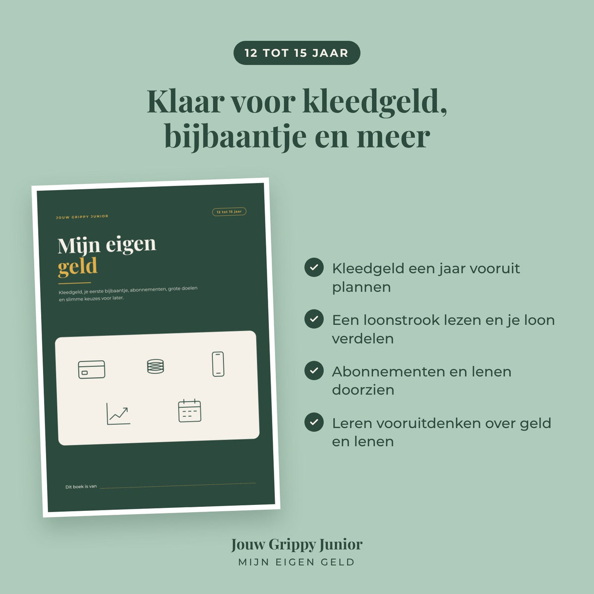 Jouw Grippy Junior — Mijn eigen geld werkboek (12 tot 15 jaar)